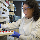 researcher working in biomarker lab
